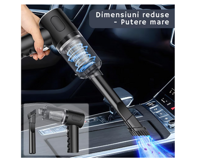 Aspirator Portabil 3-in-1, Aspirare Si Suflare, Incarcare USB, 120 W, Filtru HEPA lavabil, 5 accesorii, Ideal pentru Casa, Masina si Birou