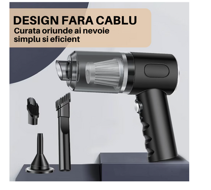 Aspirator Portabil 3-in-1, Aspirare Si Suflare, Incarcare USB, 120 W, Filtru HEPA lavabil, 5 accesorii, Ideal pentru Casa, Masina si Birou