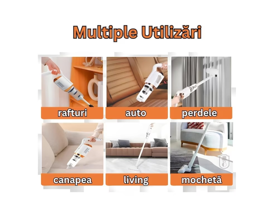 Aspirator Portabil Fara Fir, De Mana, Filtru HEPA, Accesorii Incluse, Capacitate 600ml, Perfect Pentru Casa Si Masina