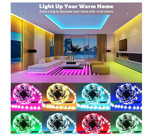 Banda LED RGB wireless 5V, 5 m, control de la distanta, lumina colorata, flexibila si eficienta, pentru gaming, TV, mobilier si decor interior
