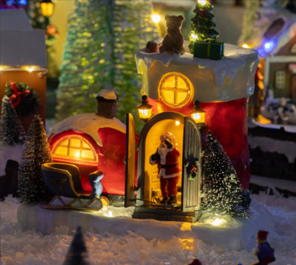 Figurină animată de Crăciun - Cizmă de Moș Crăciun cu LED și muzică, multicolor,