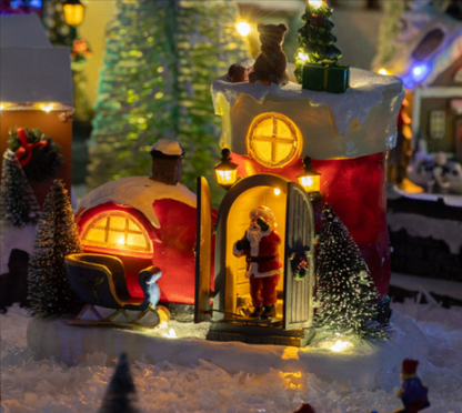 Figurină animată de Crăciun - Cizmă de Moș Crăciun cu LED și muzică, multicolor,