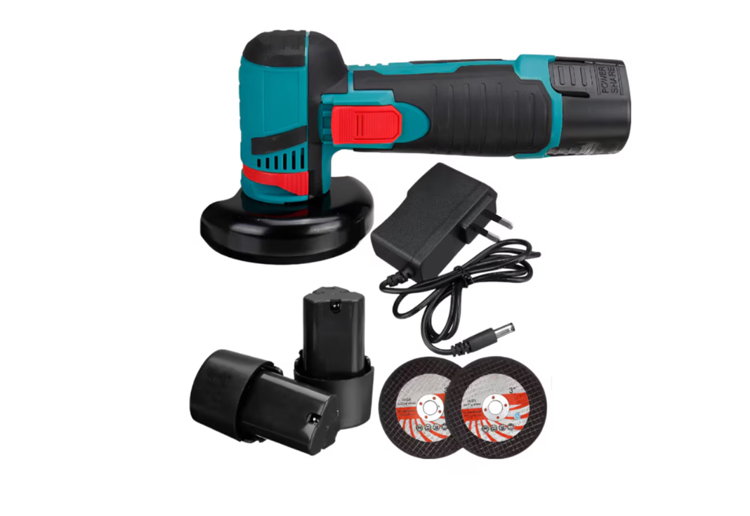 Mini Flex Electric Portabil Cu Acumulator, Polizor Unghiular Cu Disc 76 MM, Design Compact, Autonomie Mare, 750W, 2 Acumulatori de 12V, 1500 mAh, 19500 rpm, Functie Soft Start, Albastru / Negru