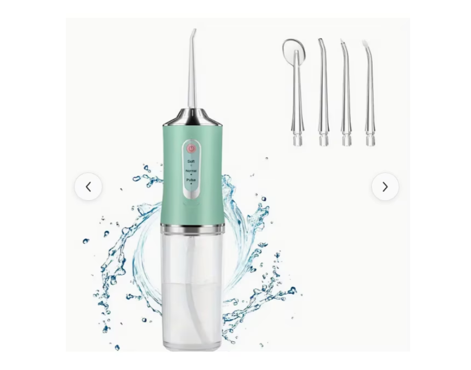 Irigator Oral Portabil, 3 Moduri de Jet (Soft, Normal, Pulse), Rezervor 230ml, 4 Duze, Incarcare USB, Impermeabil IPX7, Ideal pentru Igiena Dentara Zilnica,
