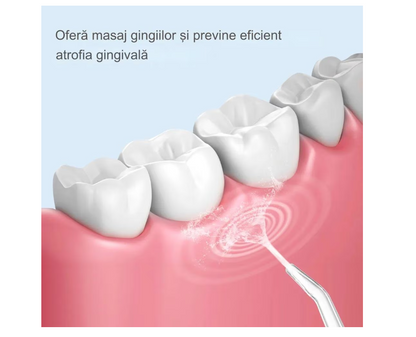 Irigator Oral Portabil, 3 Moduri de Jet (Soft, Normal, Pulse), Rezervor 230ml, 4 Duze, Incarcare USB, Impermeabil IPX7, Ideal pentru Igiena Dentara Zilnica,