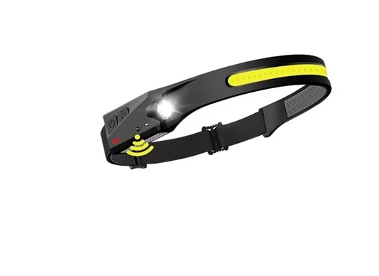 Lanterna de cap LED Profesionala, Led COB & XPE Puternic, Acumulator Inclus, Rezistenta la Apa, Senzor Miscare, 4 Moduri Lumina, Perfecta Pentru Pescuit, Vanatoare, Camping, Alergare,