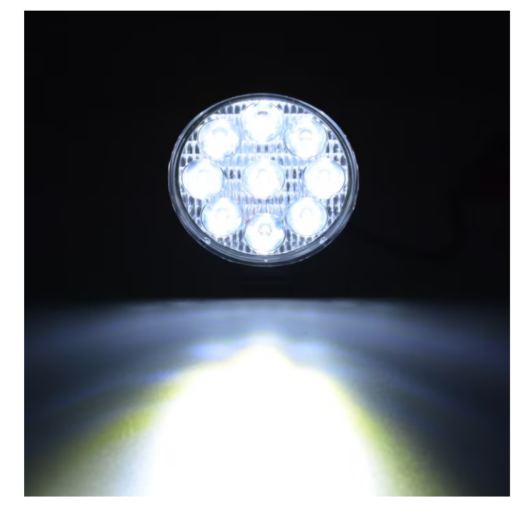Proiector auto LED, Offroad, 27W, Rotund, 12V-24V, 1400 Lumeni, Fascicul luminos spot 30°