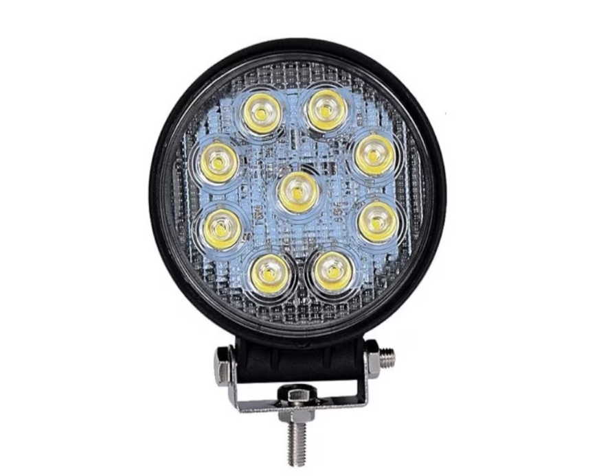 Proiector auto LED, Offroad, 27W, Rotund, 12V-24V, 1400 Lumeni, Fascicul luminos spot 30°