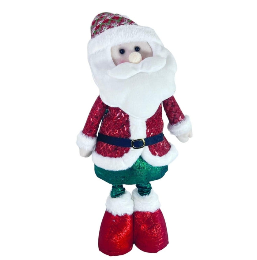 Figurina Mos Craciun, rosu cu verde, 40 cm, decoratiune de Craciun
