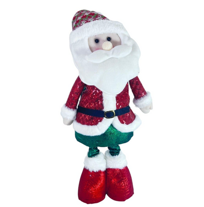 Figurina Mos Craciun, rosu cu verde, 40 cm, decoratiune de Craciun