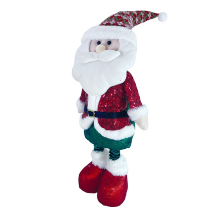 Figurina Mos Craciun, rosu cu verde, 40 cm, decoratiune de Craciun
