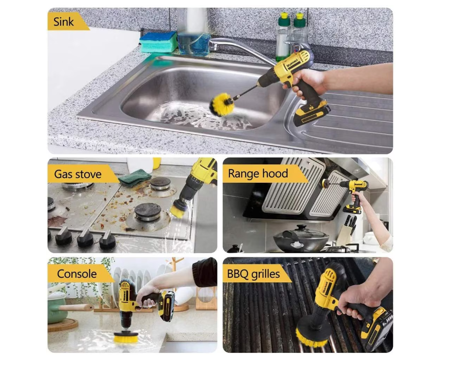 Set 3 Perii Curatare Universale pentru Bormasina / Autofiletanta, Diverse Dimensiuni, Curatare Eficienta Suprafete Dure – Baie, Rosturi, Jante, Tapiterie