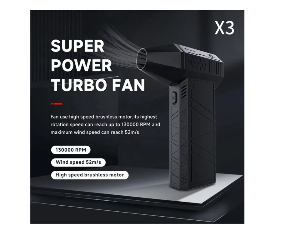 Suflanta Aer Comprimat Portabila, Profesionala, 130000RPM, 52M/s, baterie 3000 mAh, 3 Trepte Putere, Pentru Auto, Curatare Filtre, Frizerie, PC, Gratar, Indepartare Frunze, Praf, Apa