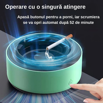 Scrumiera electrica, filtru de aer si functie de purificare, anti-miros, design modern si compact pentru casa si birou – neutralizeaza fumul de tigara si purifica aerul