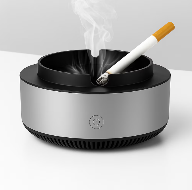 Scrumiera electrica, filtru de aer si functie de purificare, anti-miros, design modern si compact pentru casa si birou – neutralizeaza fumul de tigara si purifica aerul