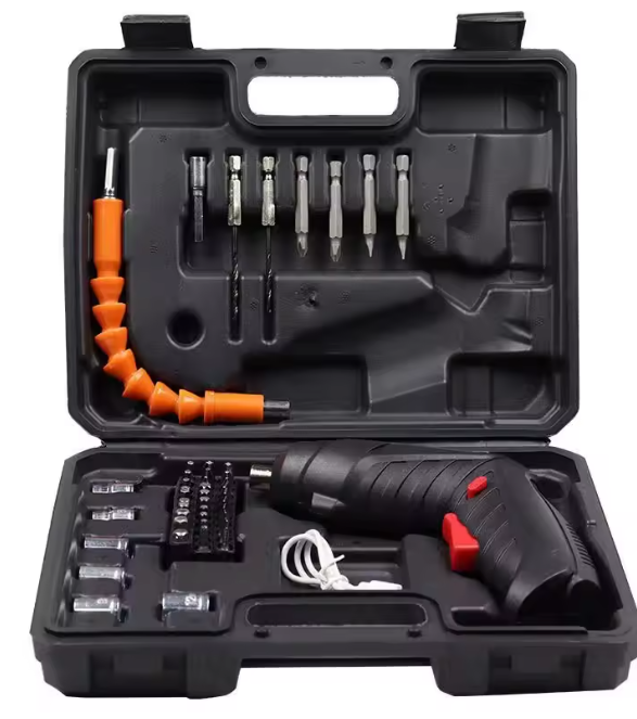 Surubelnita Electrica Portabila, 47 Piese, Acumulator reincarcabil, Maner Rotativ, Set Biti si Capete Tubulare, Trusa Transport Inclusa