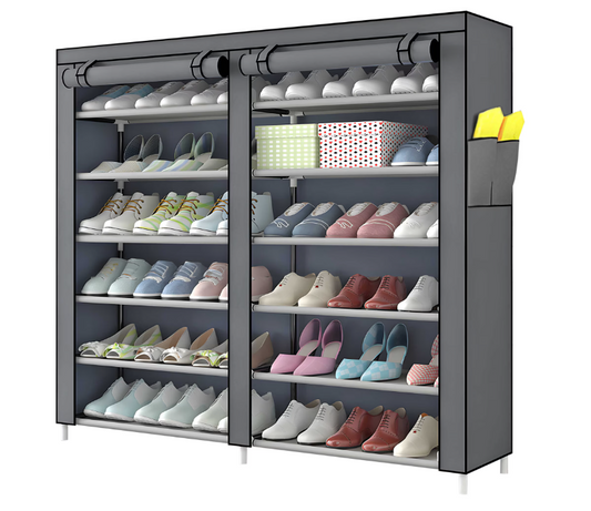 Organizator de încălțăminte, Dulap textil , 12 rafturi, Gri, 120x30x110cm