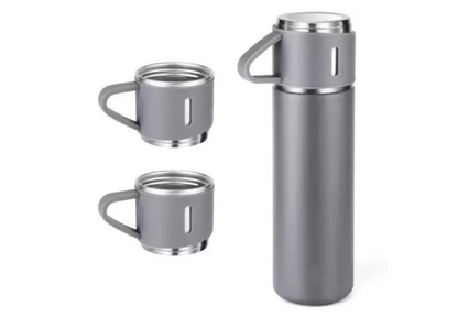 Set termos din inox cu 3 cesti, 500ml – Sticla termoizolanta pentru bauturi fierbinti si reci, cani termoizolante pentru calatorii,12h