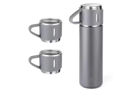 Set termos din inox cu 3 cesti, 500ml – Sticla termoizolanta pentru bauturi fierbinti si reci, cani termoizolante pentru calatorii,12h