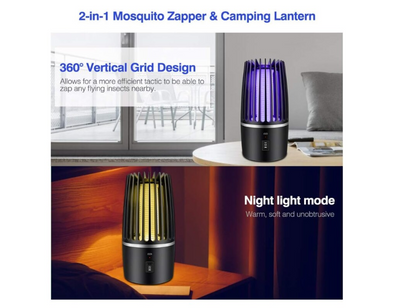 Lampa UV anti insecte, aparat anti tantari, Portabila, Cu Acumulator, Silentioasa, Impotriva Insectelor, 360° Pentru Interior Sau Exterior, 2000V, Incarcare USB, 2 Moduri De Iluminare
